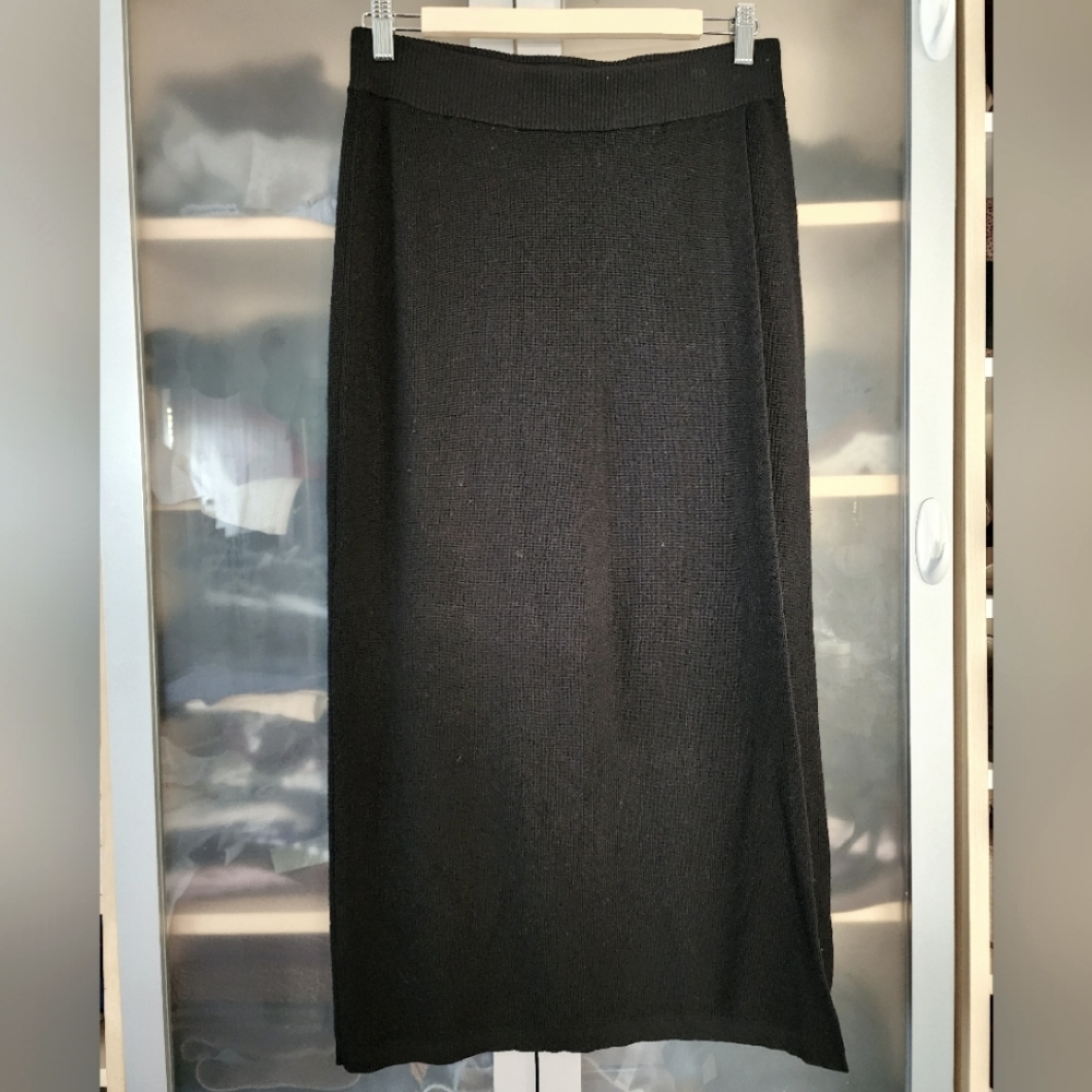 J. Crew Black Faux Wrap Knit Long Skirt